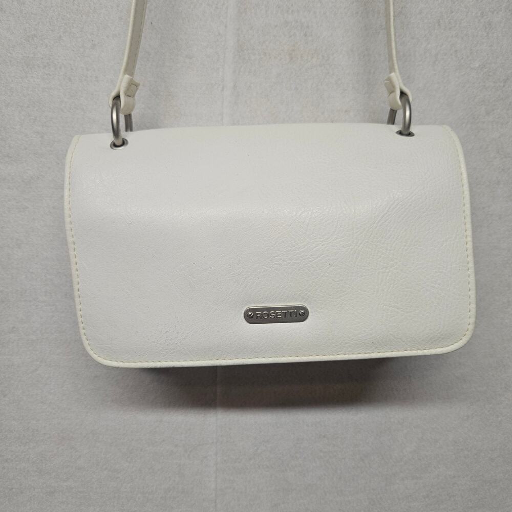 Rosetti Vintage Cream Shoulder Bag Minimalist Off-White Purse Silver Hardware